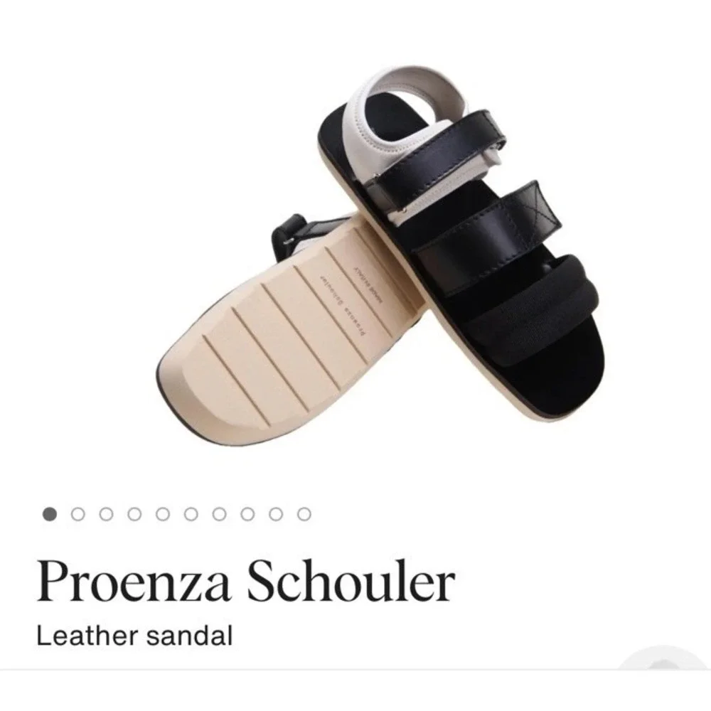 Proenza Schouler Womens Sandal 7 Black 37 Leather Neoprene Strappy Dad New‎